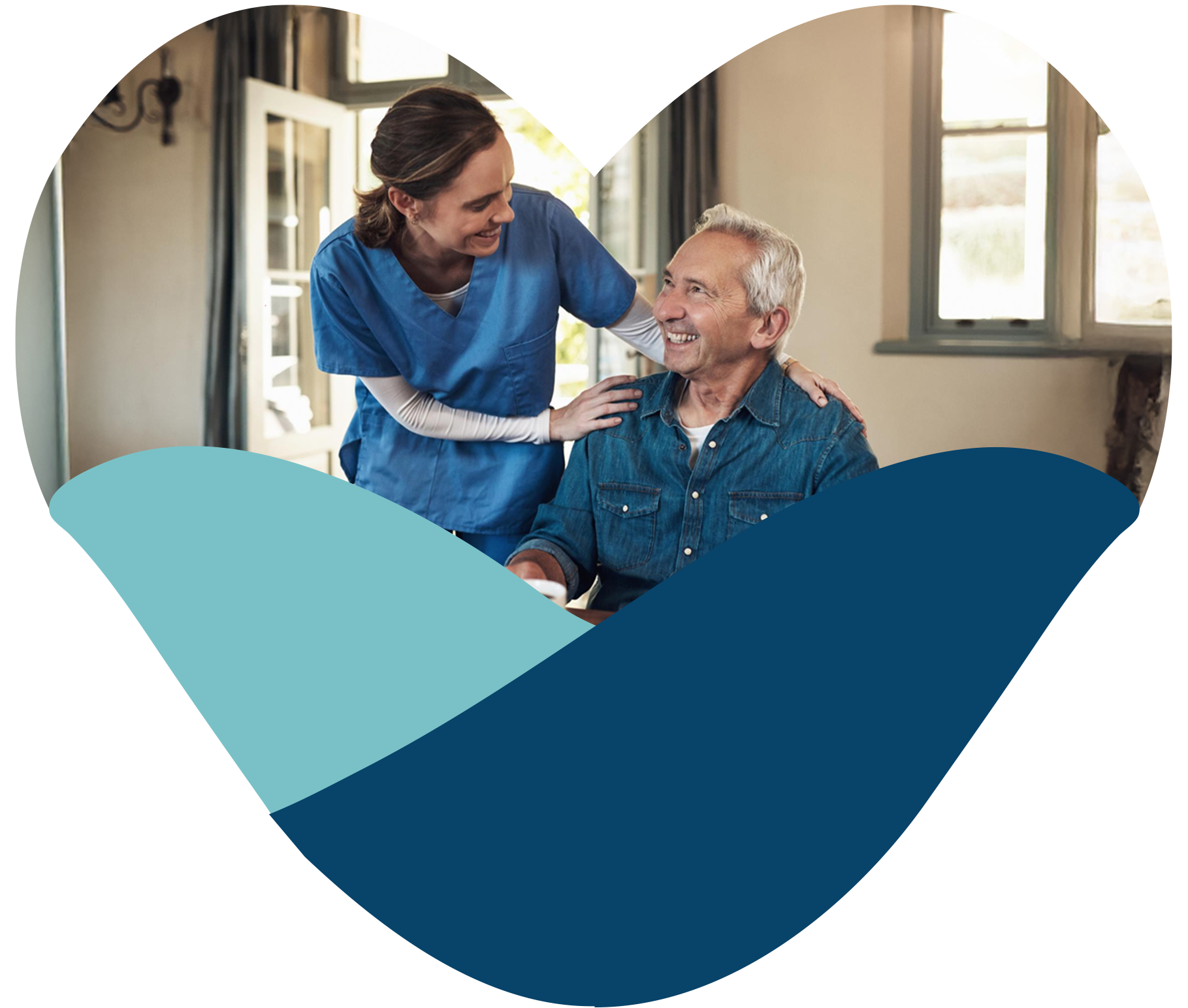 Caregiver supporting a senior resident